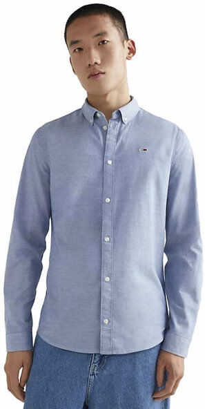 Tommy Jeans Tjm Slim Stretch - camicia maniche lunghe - uomo Blue L