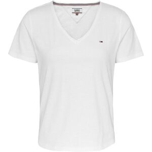 Tommy Jeans Slim Soft V Neck - T-shirt - donna White S