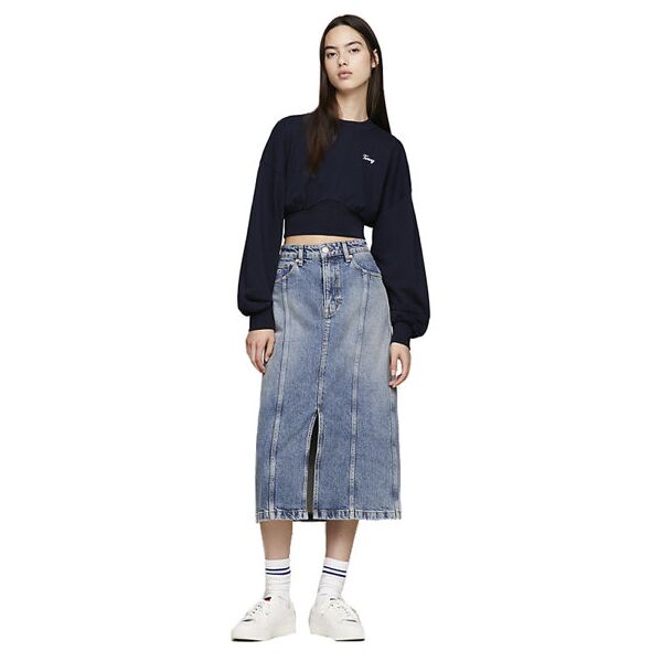 tommy jeans tjw crop relaxed fit - maglione - donna dark blue m