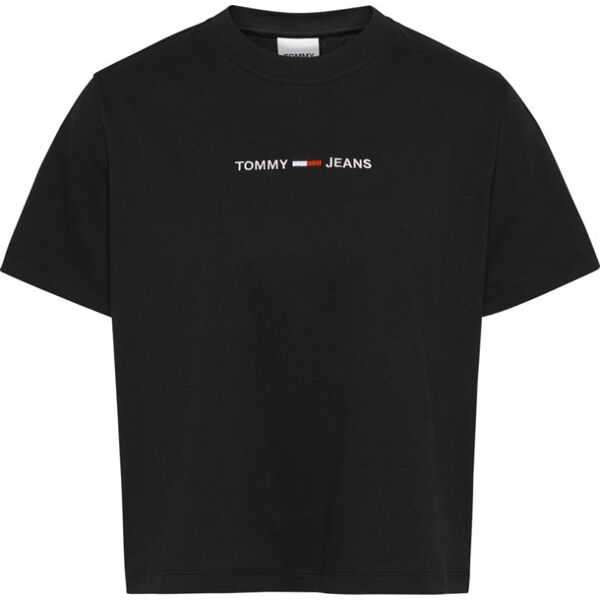 tommy jeans linear logo - t-shirt - donna black l