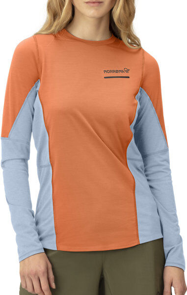 Norrona Senja Equaliser Lightweight Ws - maglia a maniche lunghe - donna Orange/Light Blue S