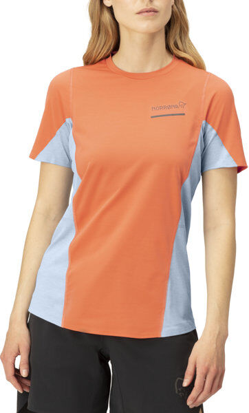 Norrona Senja Equaliser Lightweight Ws - T-shirt - donna Orange/Light Blue M