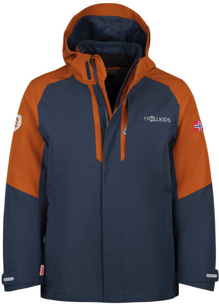 Trollkids Kids Skanden 3in1- giacca hardshell - bambino Dark Blue/Orange 152