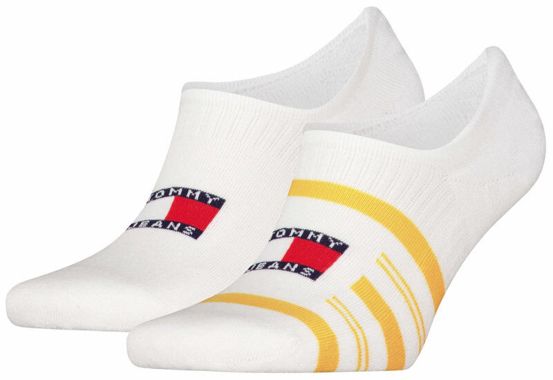 Tommy Jeans Footie Stripes - calzini corti Yellow/White 39/42