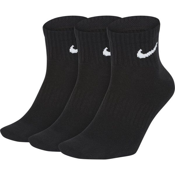 nike training ankle (3 pairs) - calzini corti black/white m