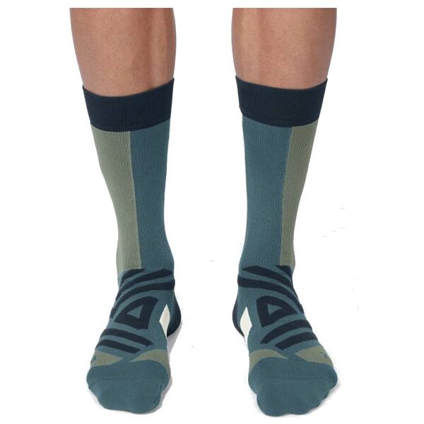 on performance high sock - calzini lunghi running - uomo green/blue xl (eu 46-47)