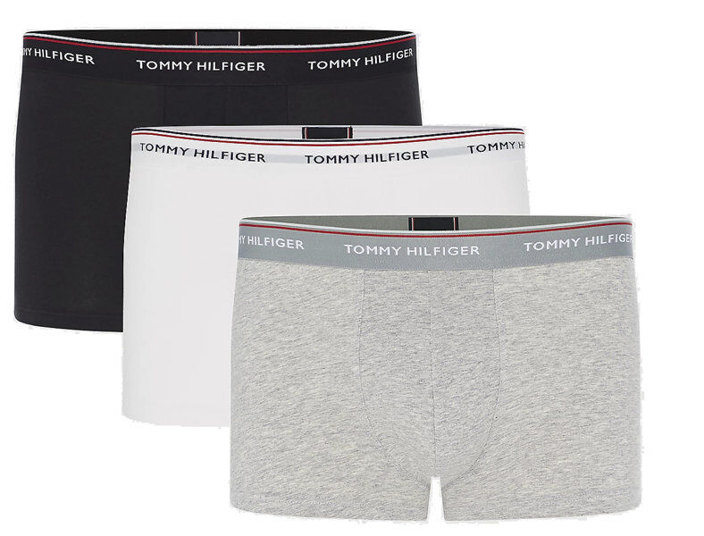 tommy hilfiger trunk 3 pairs - boxer - uomo grey/white/black s