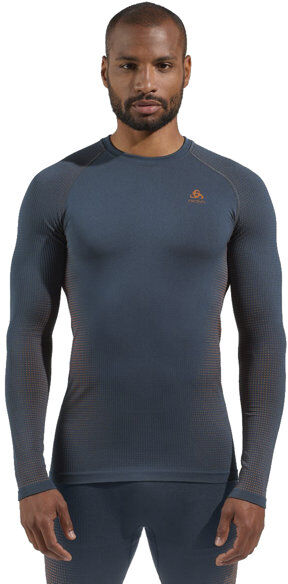 Odlo Performance Warm Eco Baselayer - maglietta tecnica a manica lunga - uomo Blue/Orange S