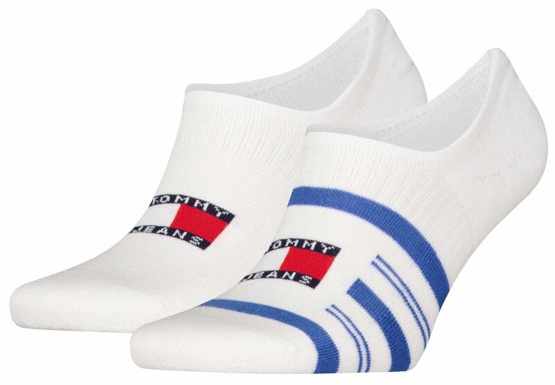 Tommy Jeans Footie Stripes - calzini corti White/Blue 43/46