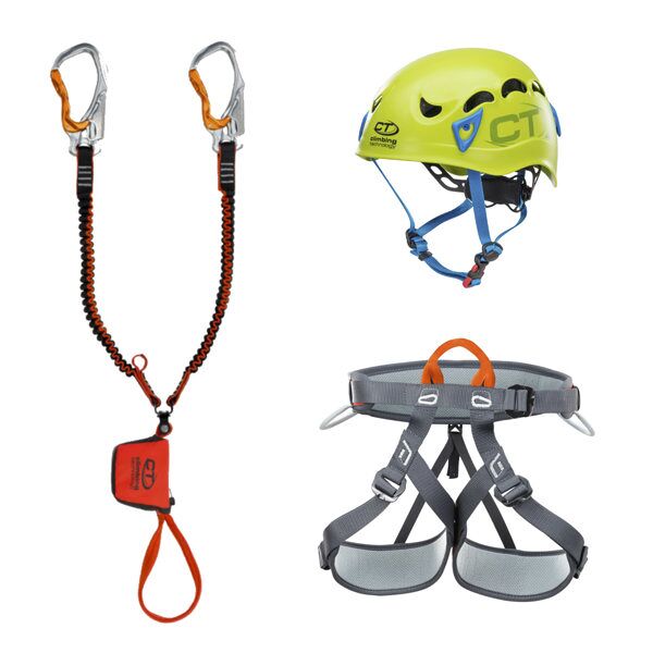 climbing technology vf kit premium g-compact - kit via ferrata orange/green