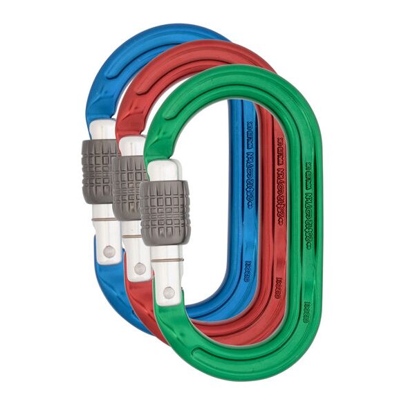 dmm ultra o screwgate colour 3 pack - set di moschettoni blue/red/green