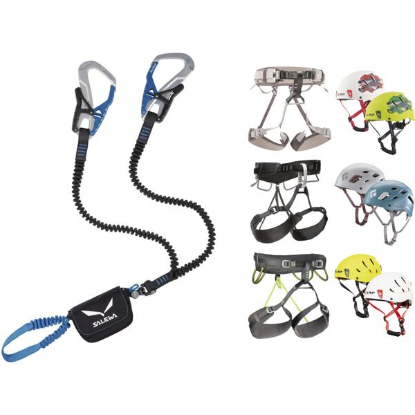 salewa kit composto da set via ferrata ergo tex + imbrago e casco a scelta silver/royal blue