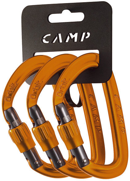 c.a.m.p. set 3 orbit lock - set moschettoni a ghiera orange