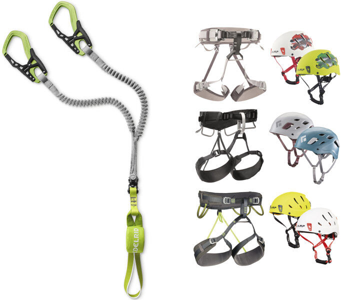 Edelrid Kit composto da Set via ferrata Cable Comfort + imbrago e casco a scelta Grey/Green