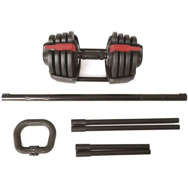 toorx set 3 in 1 manubrio bilanciere kettlebell a carico regolabile - bilanciere black