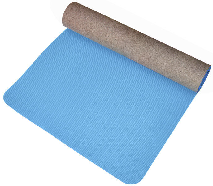 get fit cork tpe yoga - tappetino yoga blue/brown