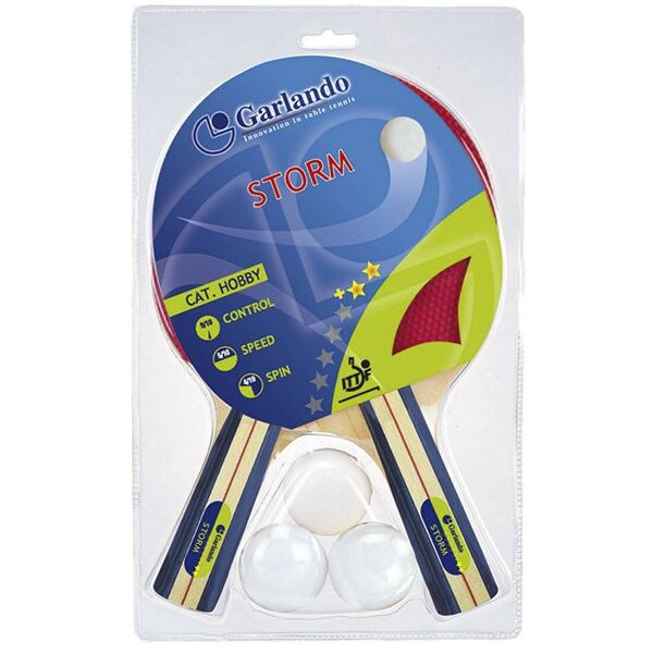 garlando set storm - 2 racchette da ping pong + 3 palline blue