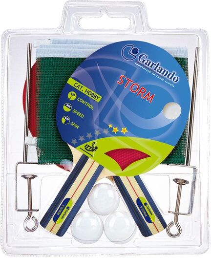 garlando set racchette ping pong storm plus blue