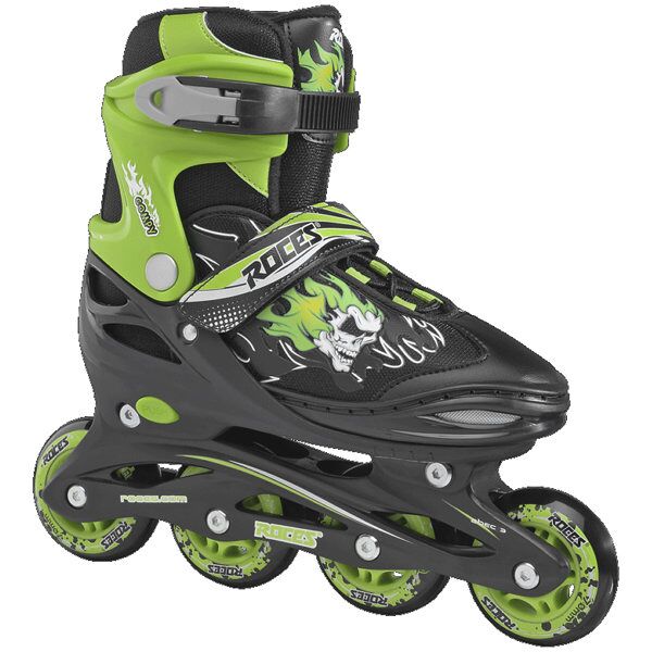 roces compy 6.0 - pattini in linea - bambino black/green 26/29