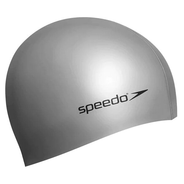 speedo plain flat silicone - cuffia - unisex dark grey