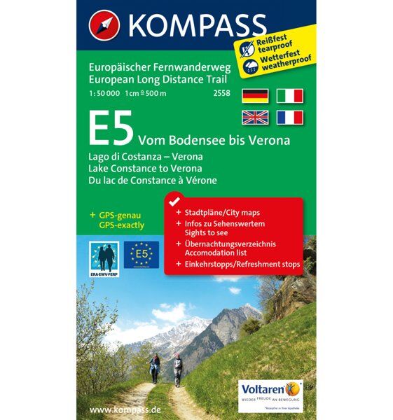Kompass Carta Nr. 2558 E5 - Vom Bodensee bis Verona