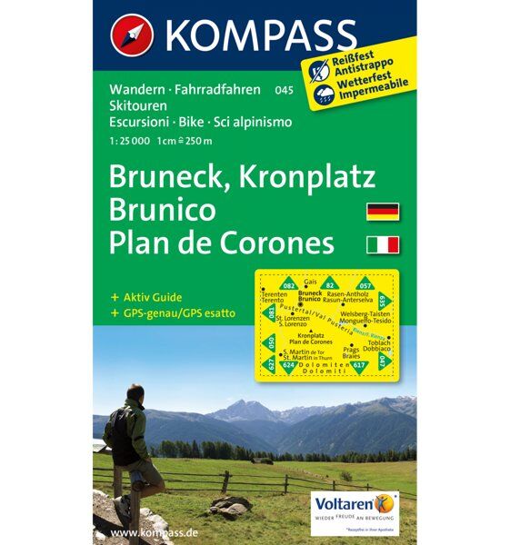 Kompass Carta N. 045 Plan de Corones, Brunico - 1:25.000