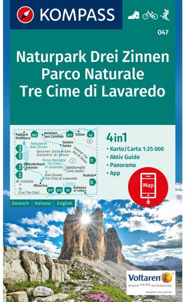 Kompass Carta N.047: Parco Naturale Tre cime di Lavaredo 1:25.000