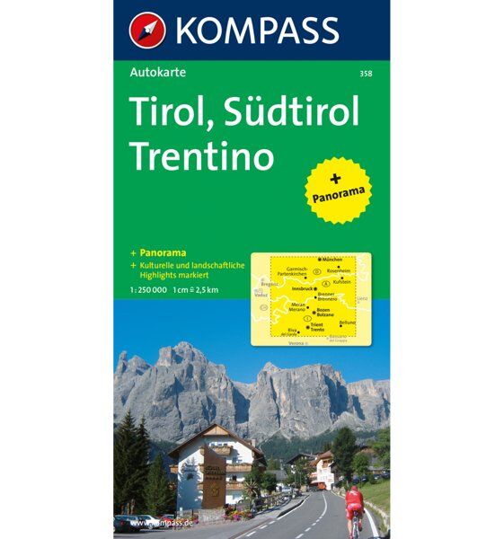 Kompass Carta N. 358: Tirolo, Alto Adige, Trentino 1:250.000