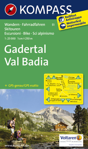 Kompass Carta N. 51 Gadertal / Val Badia
