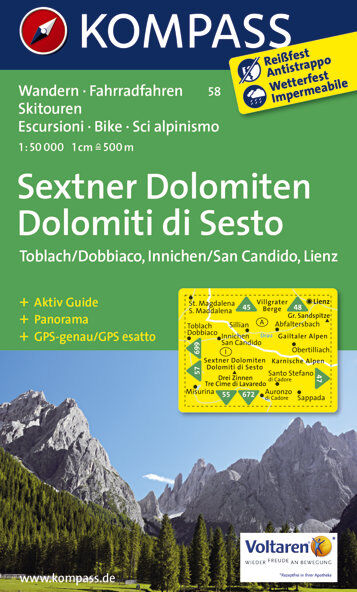 Kompass Carta N° 58 Dolomiti di Sesto