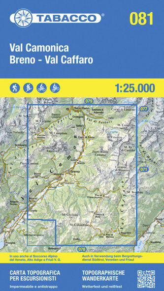 Tabacco Carta N.081 Val Camonica - Breno - Val Caffaro - 1:25.000