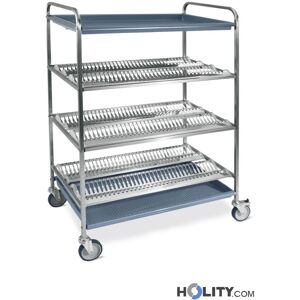 carrello inox scolapiatti e bicchieri a 4 piani l.102 cm per mense h22_265