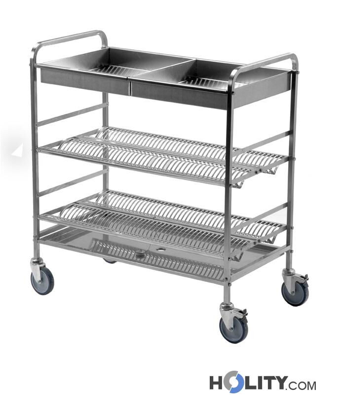 Carrello Scolapiatti E Scola Bicchieri In Acciaio Inox H314_164