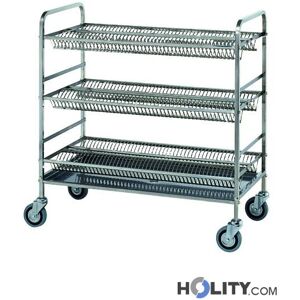 carrello scolapiatti con 3 piani grigliati inox h314_163