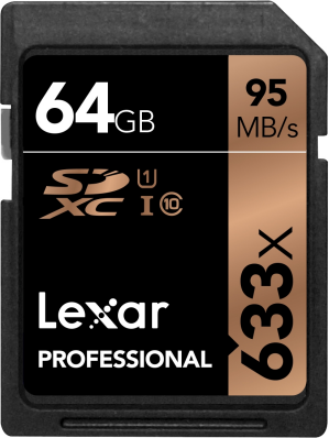 Lexar Professional 633x SDHC/SDXC UHS-I - 64GB 95MB/s Lexar Professional 633x SDHC/SDXC UHS-I - 64GB 95MB/s