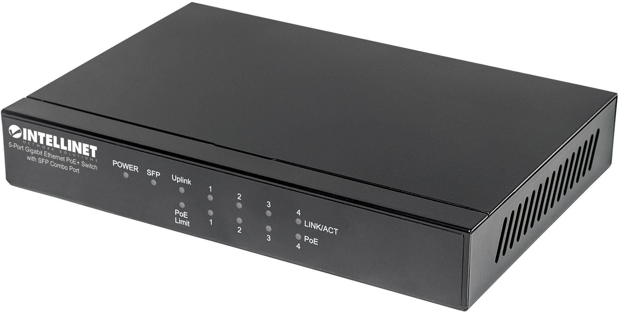 Intellinet Gigabit Switch 5 porte PoE+ con porte SFP