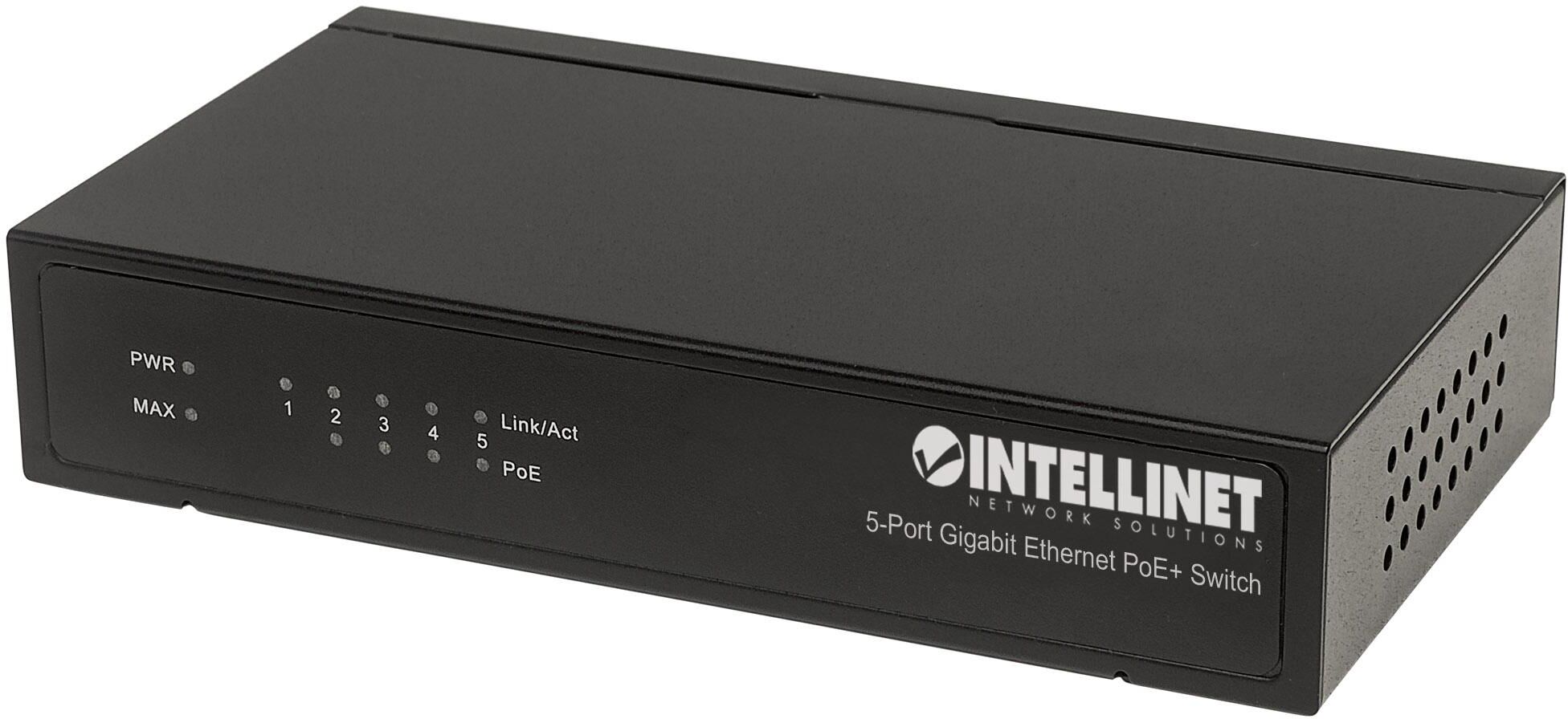 Intellinet Switch PoE+ 5 porte Gigabit Ethernet Intellinet Switch PoE+ 5 porte Gigabit Ethernet