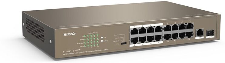 Tenda Switch con 16 porte PoE 10/100Mbps + 1 Gigabit/SFP Slot Tenda Switch con 16 porte PoE 10/100Mbps + 1 Gigabit/SFP Slot