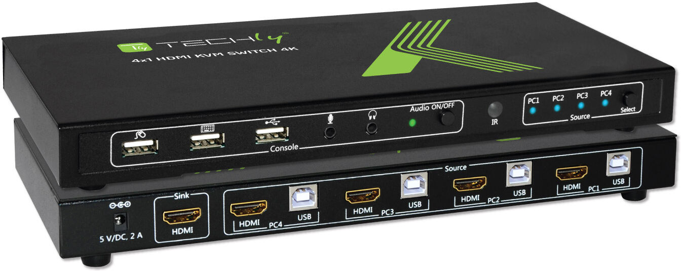 Techly KVM switch 4x1 con USB e HDMI