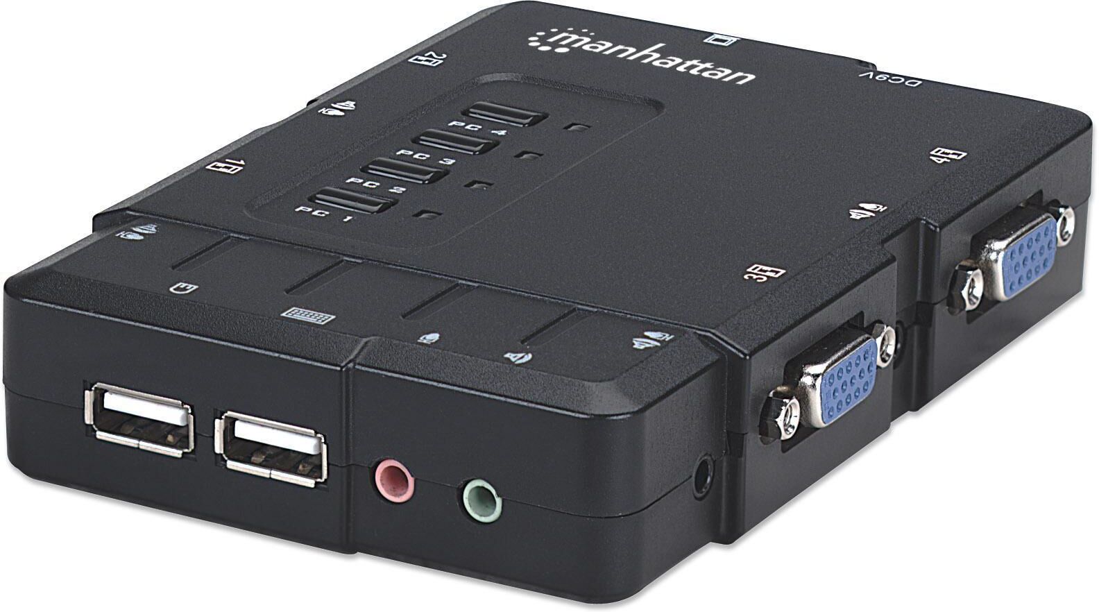 Manhattan KVM Switch 4 porte USB/Audio Nero Manhattan KVM Switch 4 porte USB/Audio Nero