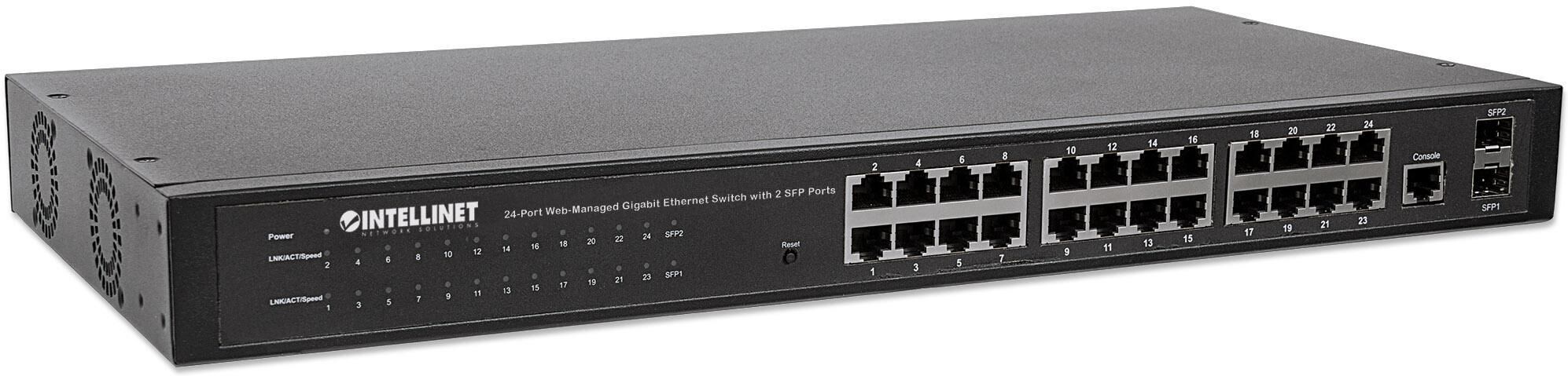 Intellinet Switch 24 porte Web-Managed Gigabit Ethernet con 2 porte SFP