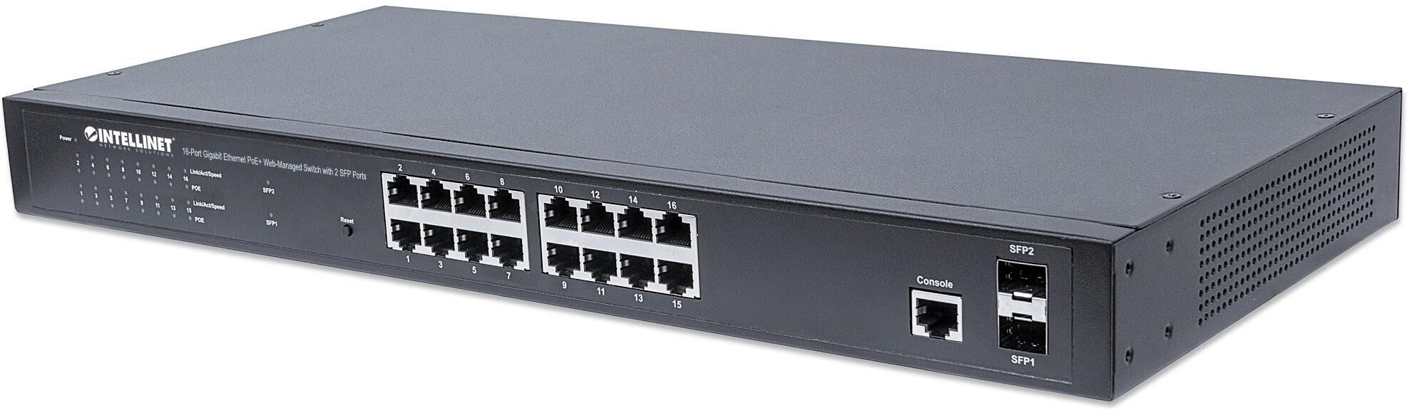 Intellinet Switch 16 Porte Gigabit Ethernet PoE+ Web Managed con 2 Porte SFP Intellinet Switch 16 Porte Gigabit Ethernet PoE+ Web Managed con 2 Porte SFP