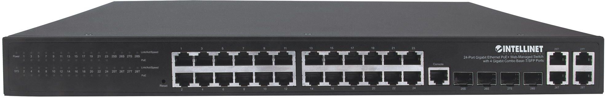 Intellinet Switch 24p. Gigabit Ethernet PoE+ con 4p. Gigabit Combo... Intellinet Switch 24p. Gigabit Ethernet PoE+ con 4p. Gigabit Combo...