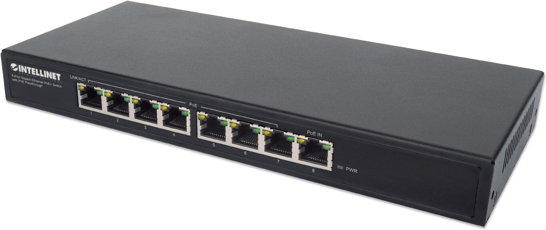 Intellinet Switch PoE+ Gigabit Ethernet a 8 porte con passthrough PoE Intellinet Switch PoE+ Gigabit Ethernet a 8 porte con passthrough PoE