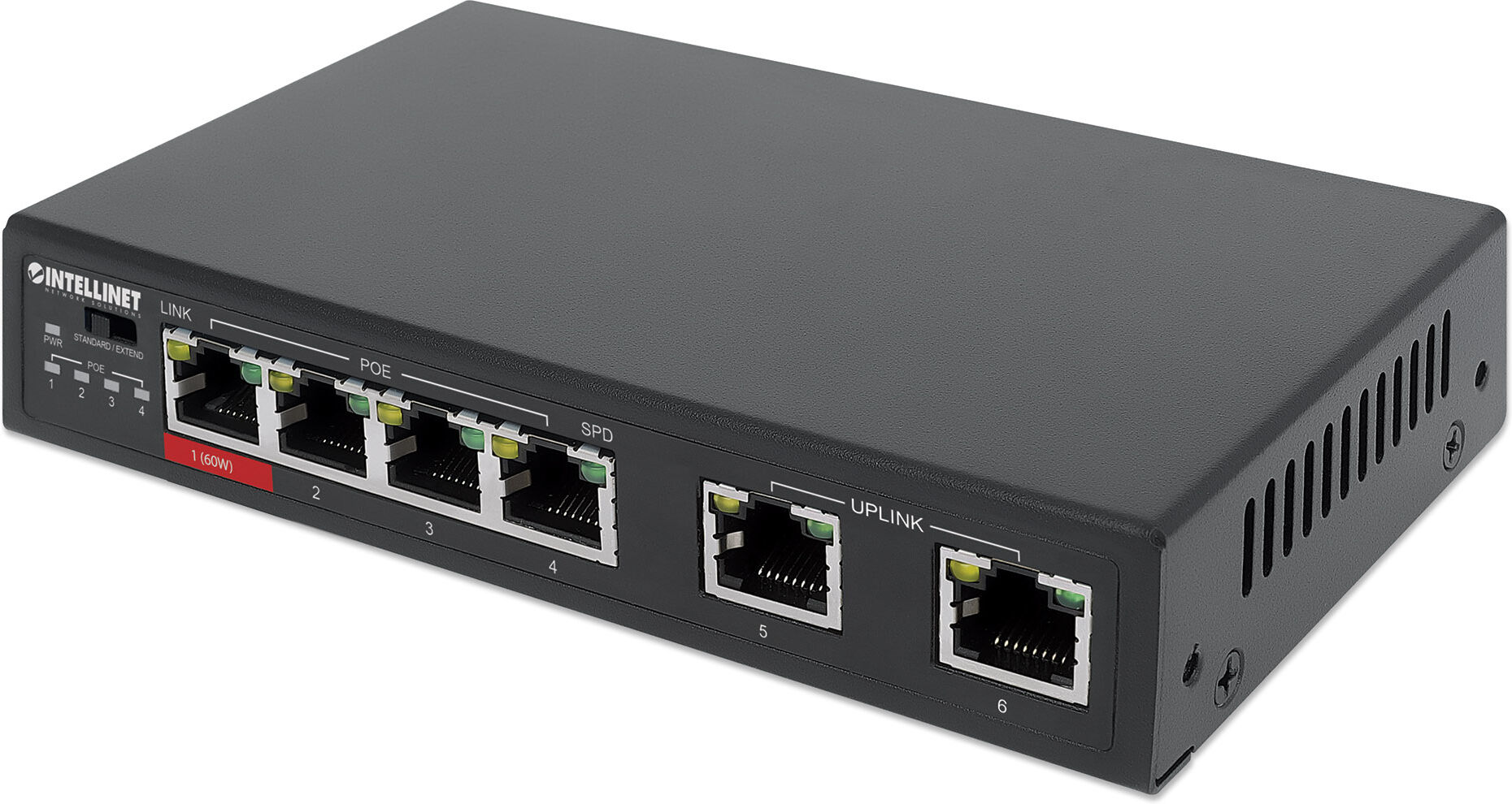 Intellinet Fast Ethernet Switch a 6 porte con 4 porte PoE (1 x... Intellinet Fast Ethernet Switch a 6 porte con 4 porte PoE (1 x...