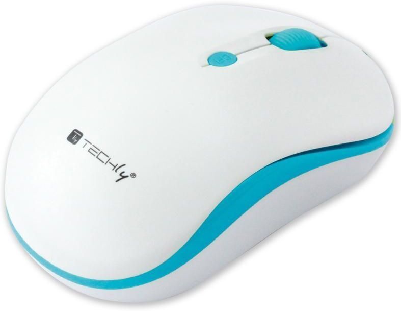 Techly Mouse Wireless 2.4GHz 800-1600 dpi Bianco/Azzurro