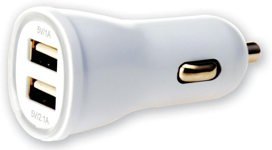 Techly Caricatore da Auto Universale 2 Porte USB 5V 1A&2.1A; Bianco