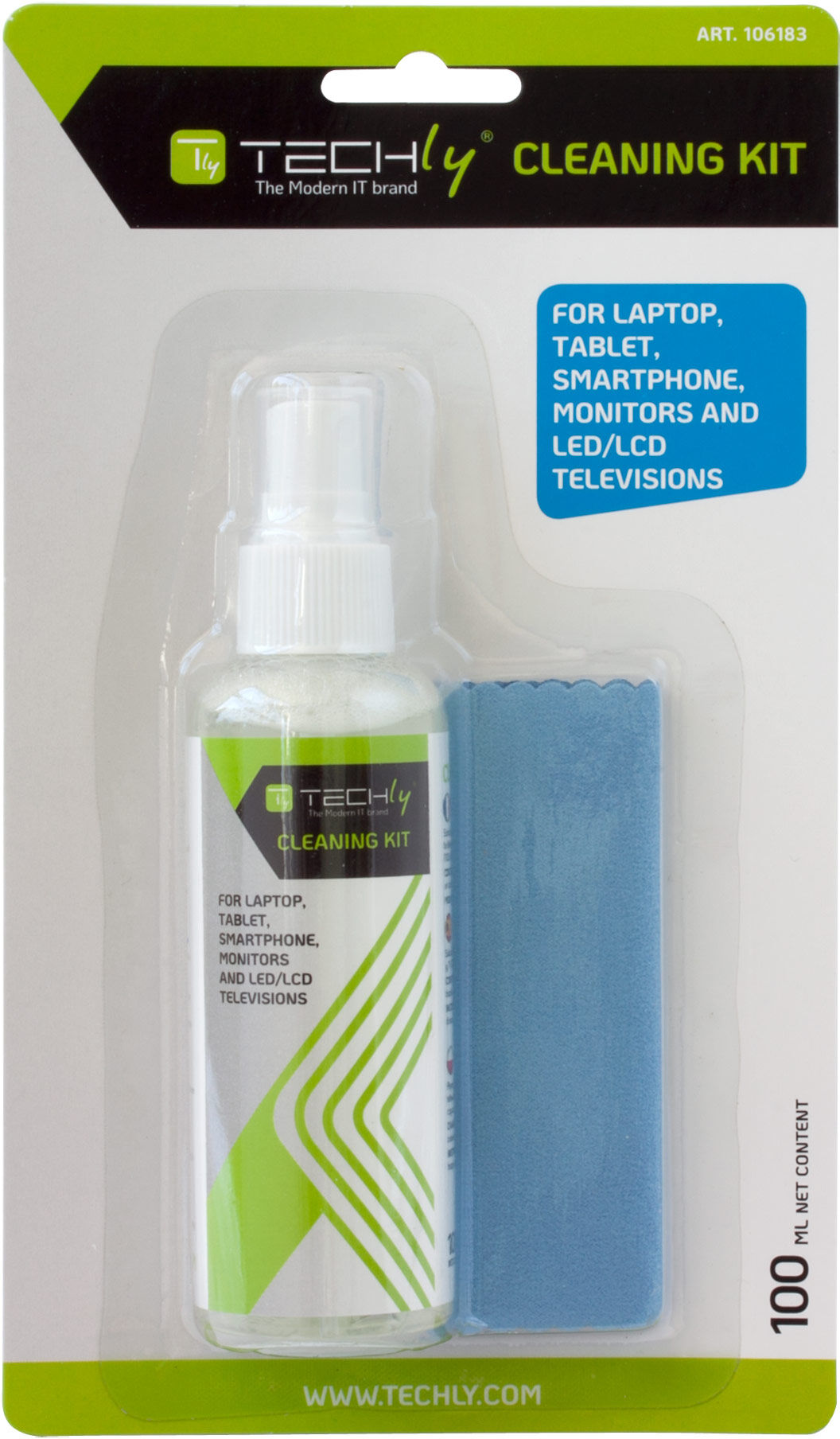 Techly Kit di Pulizia per Monitor LCD 100ml con Panno Microfibra Techly Kit di Pulizia per Monitor LCD 100ml con Panno Microfibra