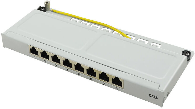 Logilink Mini Panello Patch Cat.6,  schermato, 0,5U, 8 Porte, Grigio Logilink Mini Panello Patch Cat.6,  schermato, 0,5U, 8 Porte, Grigio
