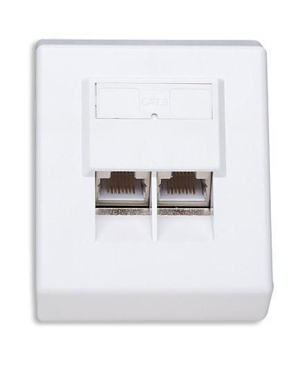 Intellinet Presa a muro RJ45 Cat 6 esterna 2 porte, FTP, colore bianco Intellinet Presa a muro RJ45 Cat 6 esterna 2 porte, FTP, colore bianco